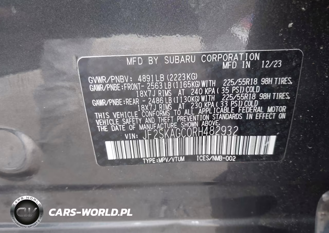 2024 Subaru Forester Sport VIN:JF2SKAGC0RH482932 - 9