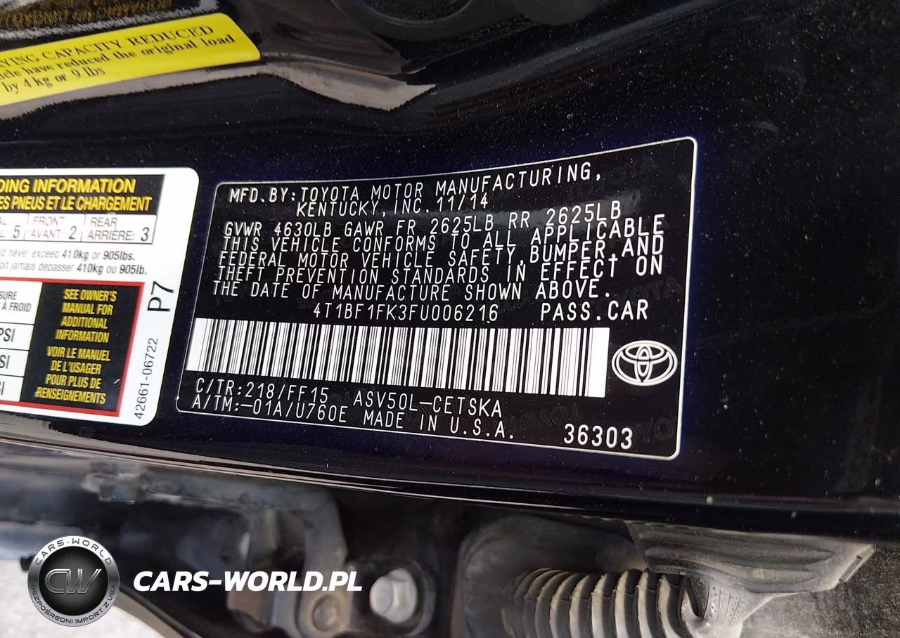 2015 Toyota Camry Se VIN:4T1BF1FK3FU006216 - 9