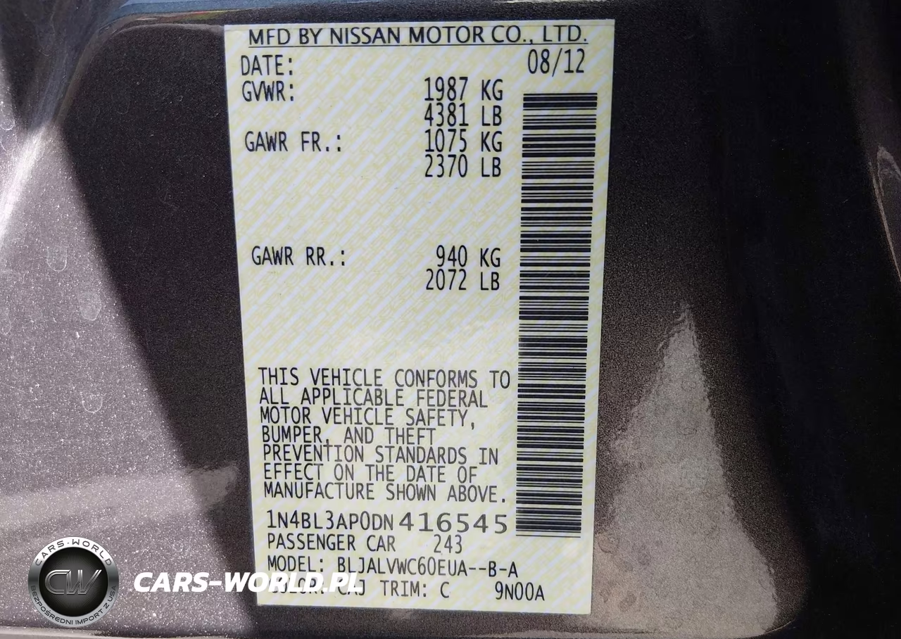 2013 Nissan Altima 3.5 Sl VIN:1N4BL3AP0DN416545 - 9