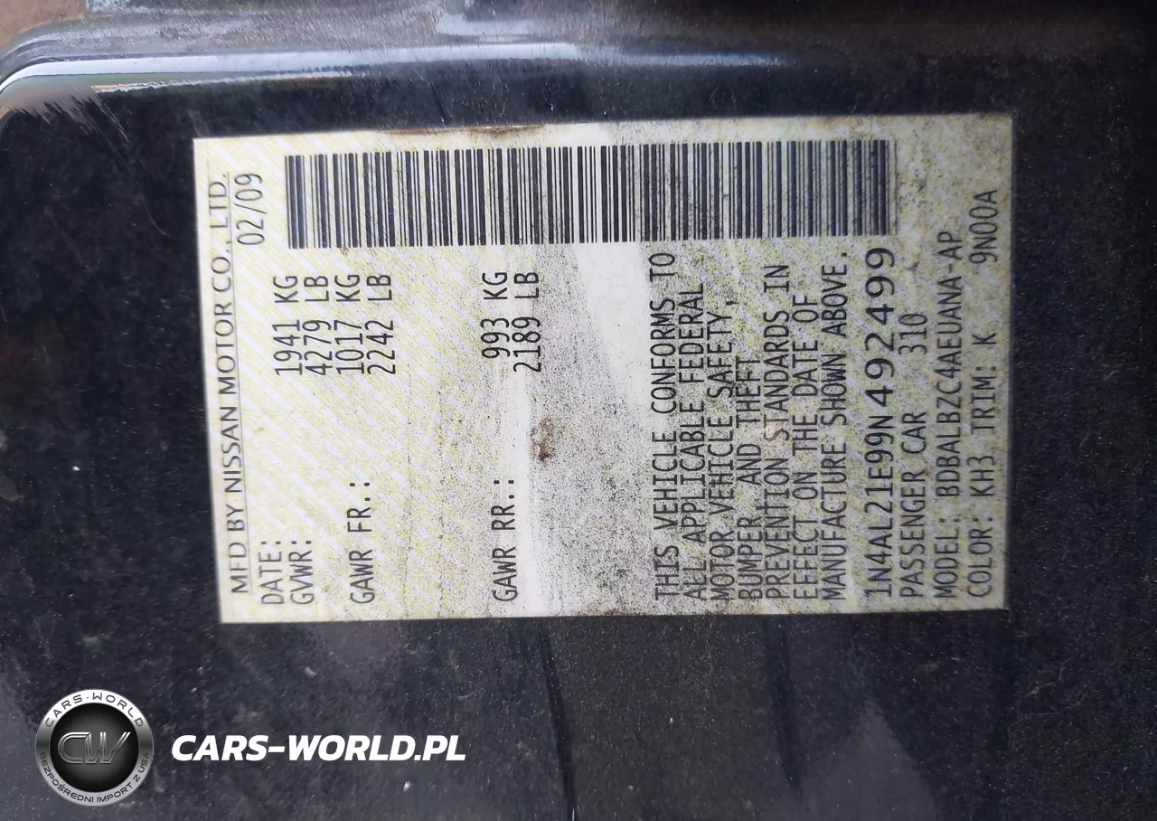 2009 Nissan Altima 2.5 S VIN:1N4AL21E99N492499 - 9