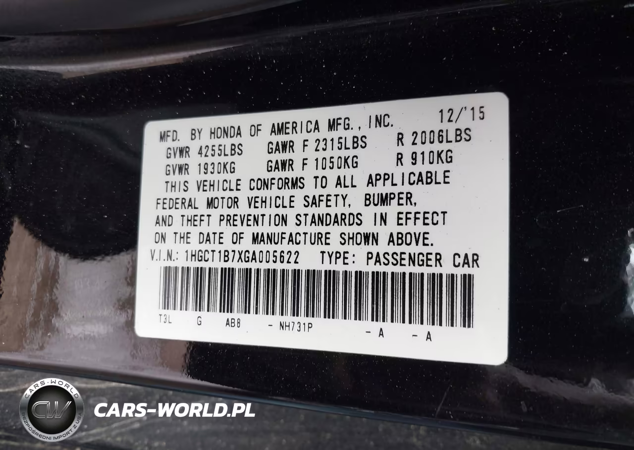 2016 Honda Accord Ex VIN:1HGCT1B7XGA005622 - 9