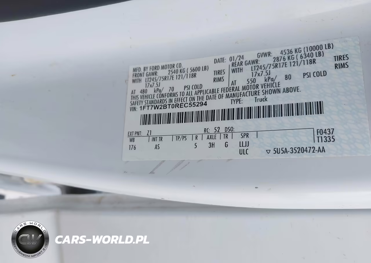 2024 Ford F-250 Xl VIN:1FT7W2BT0REC55294 - 9