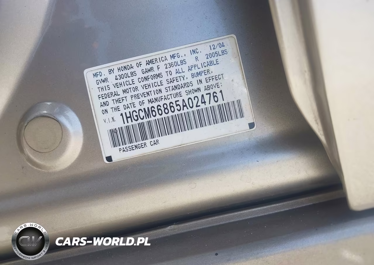 2005 Honda Accord 3.0 Ex VIN:1HGCM66865A024761 - 9