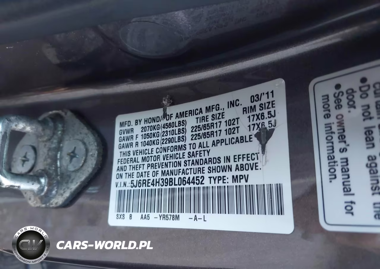 2011 Honda Cr-V Lx VIN:5J6RE4H39BL064452 - 9