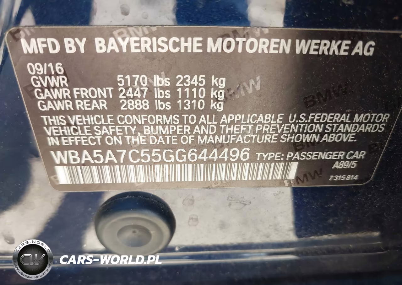 2016 BMW 528I xDrive VIN:WBA5A7C55GG644496 - 9