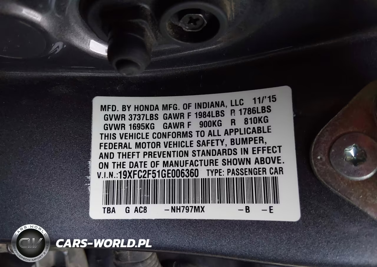 2016 Honda Civic Lx VIN:19XFC2F51GE006360 - 9