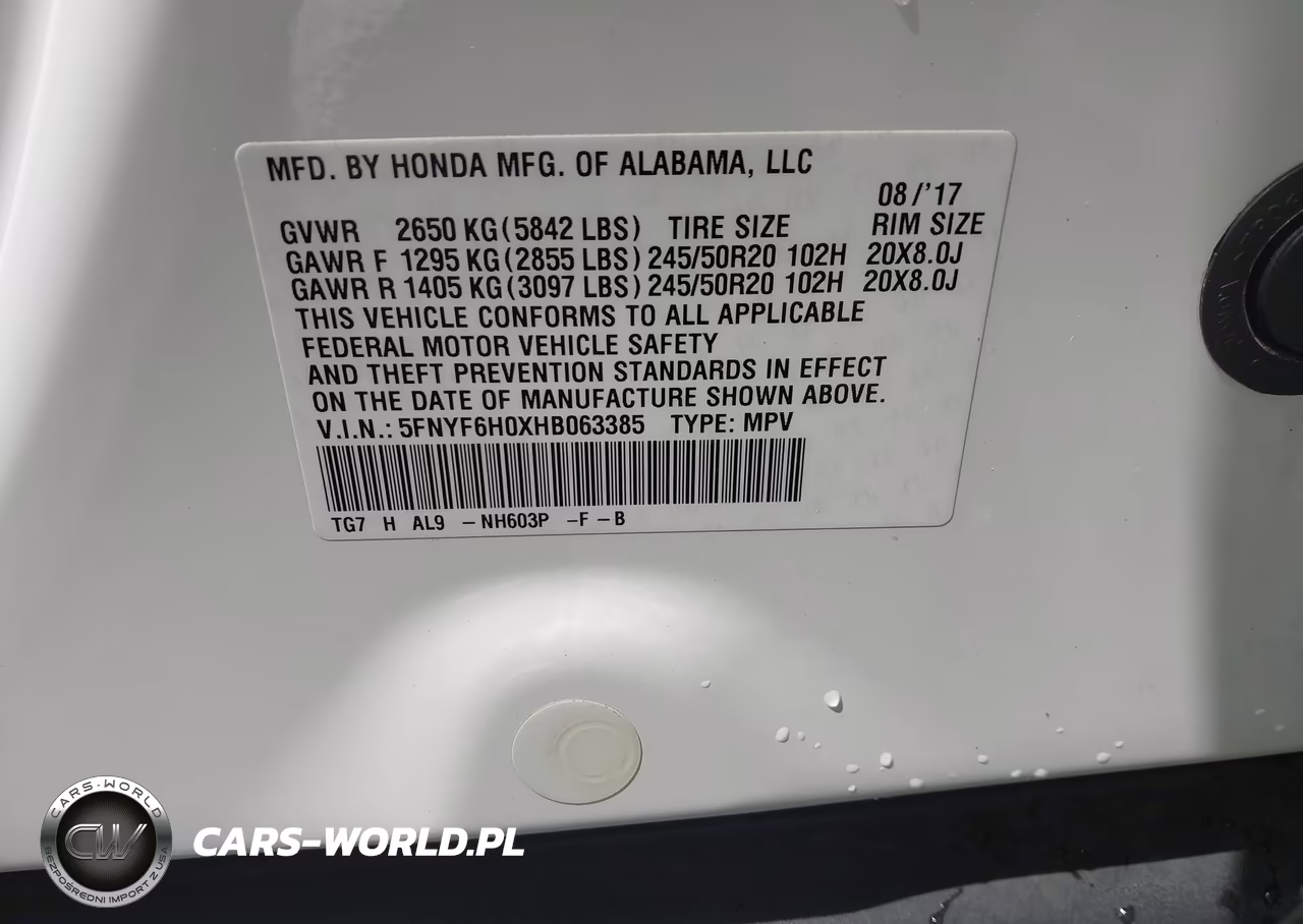 2017 Honda Pilot Elite VIN:5FNYF6H0XHB063385 - 9