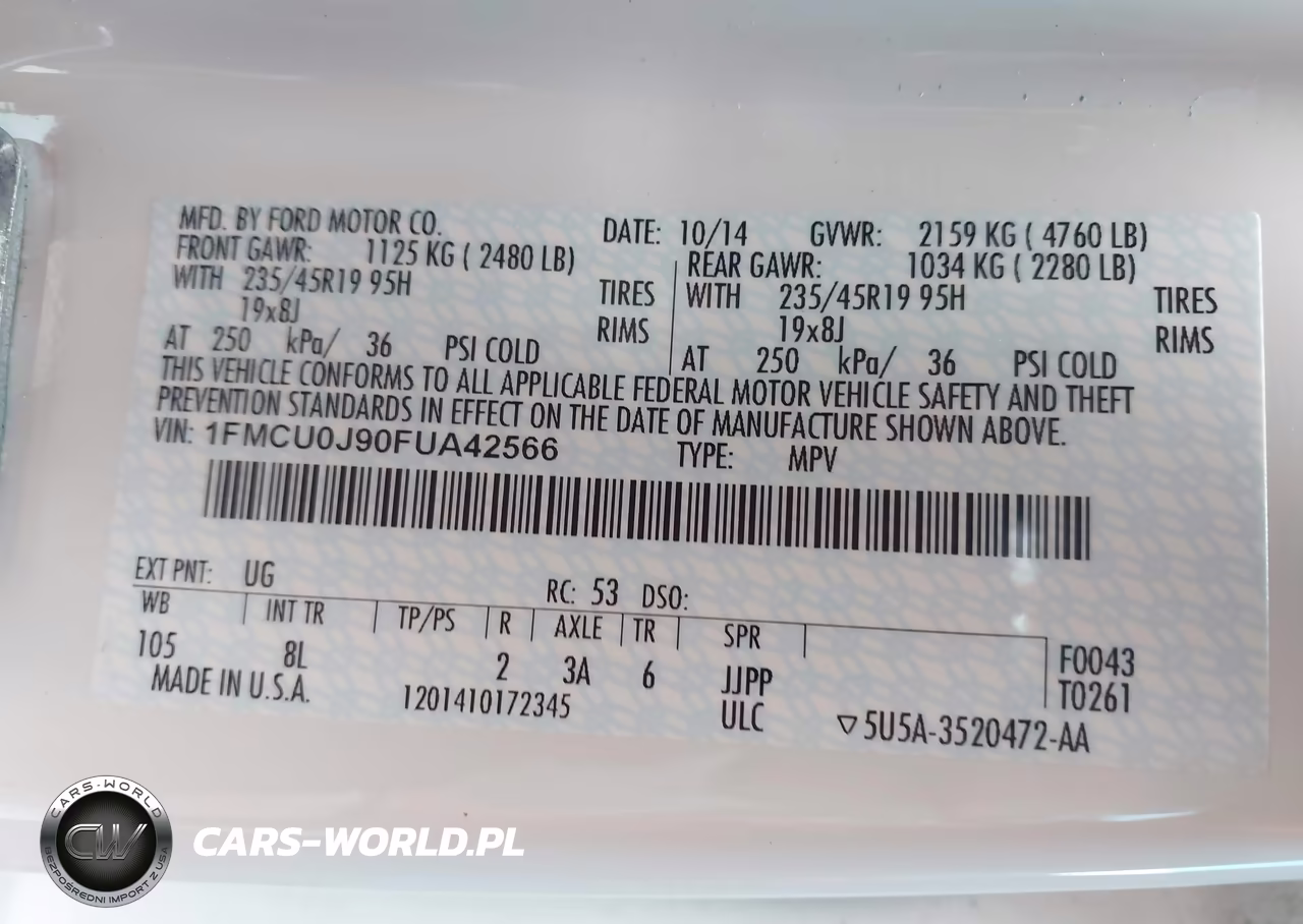 2015 Ford Escape Titanium VIN:1FMCU0J90FUA42566 - 9