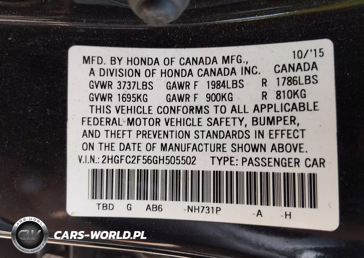 2016 Honda Civic Lx VIN:2HGFC2F56GH505502 - 9