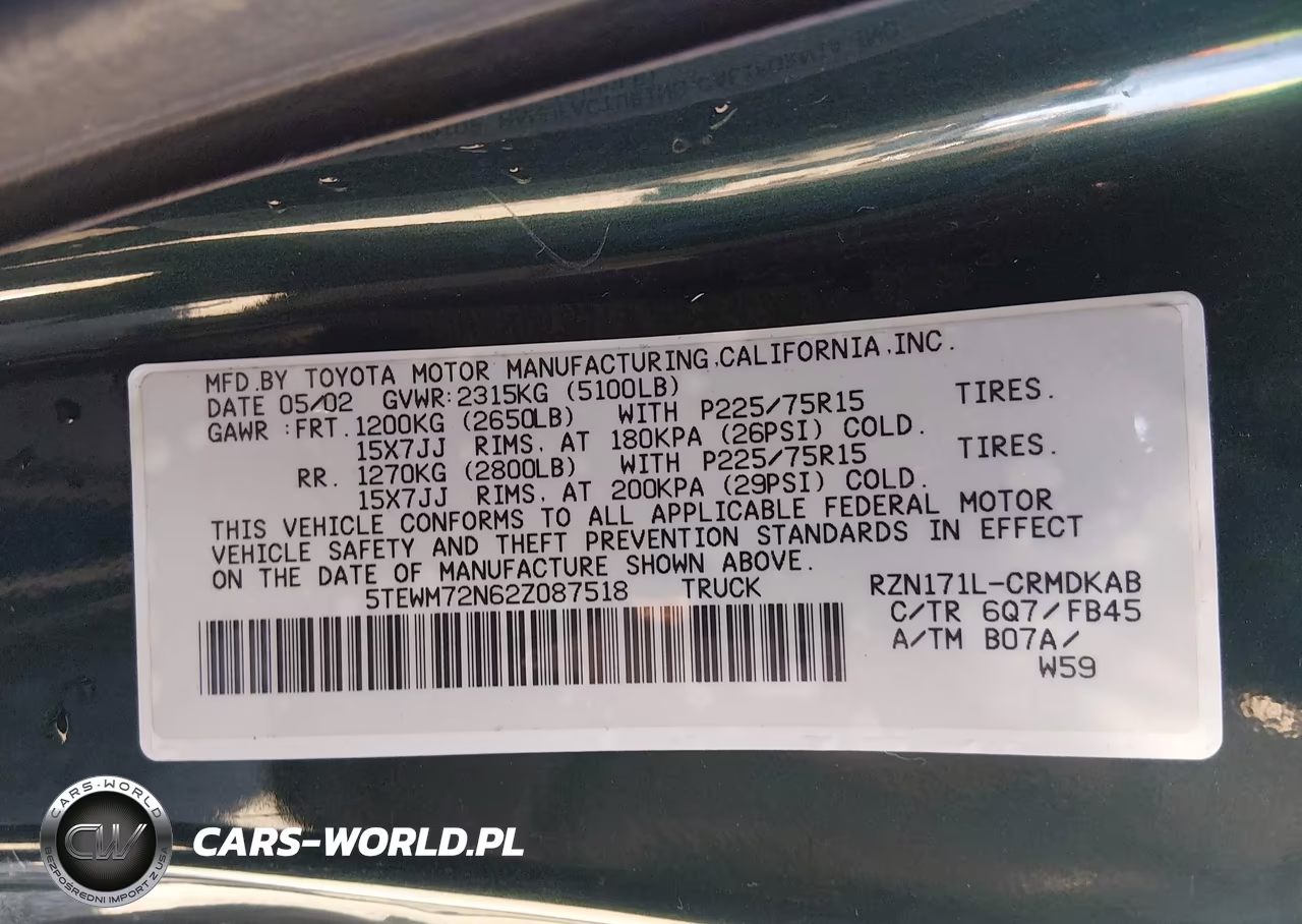 2002 Toyota Tacoma VIN:5TEWM72N62Z087518 - 9
