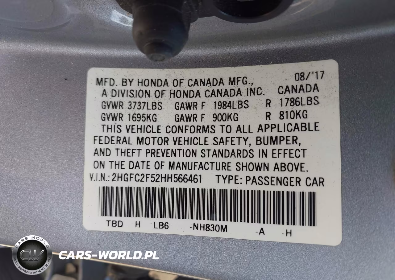 2017 Honda Civic Lx VIN:2HGFC2F52HH566461 - 9