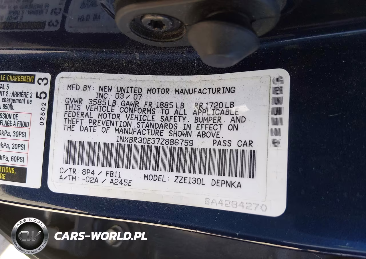 2007 Toyota Corolla Le VIN:1NXBR30E37Z886759 - 9