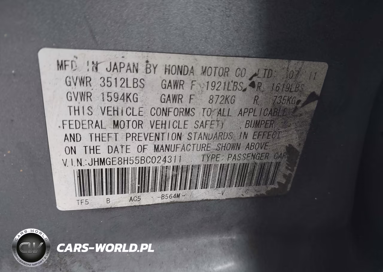 2011 Honda Fit Sport VIN:JHMGE8H55BC024311 - 9
