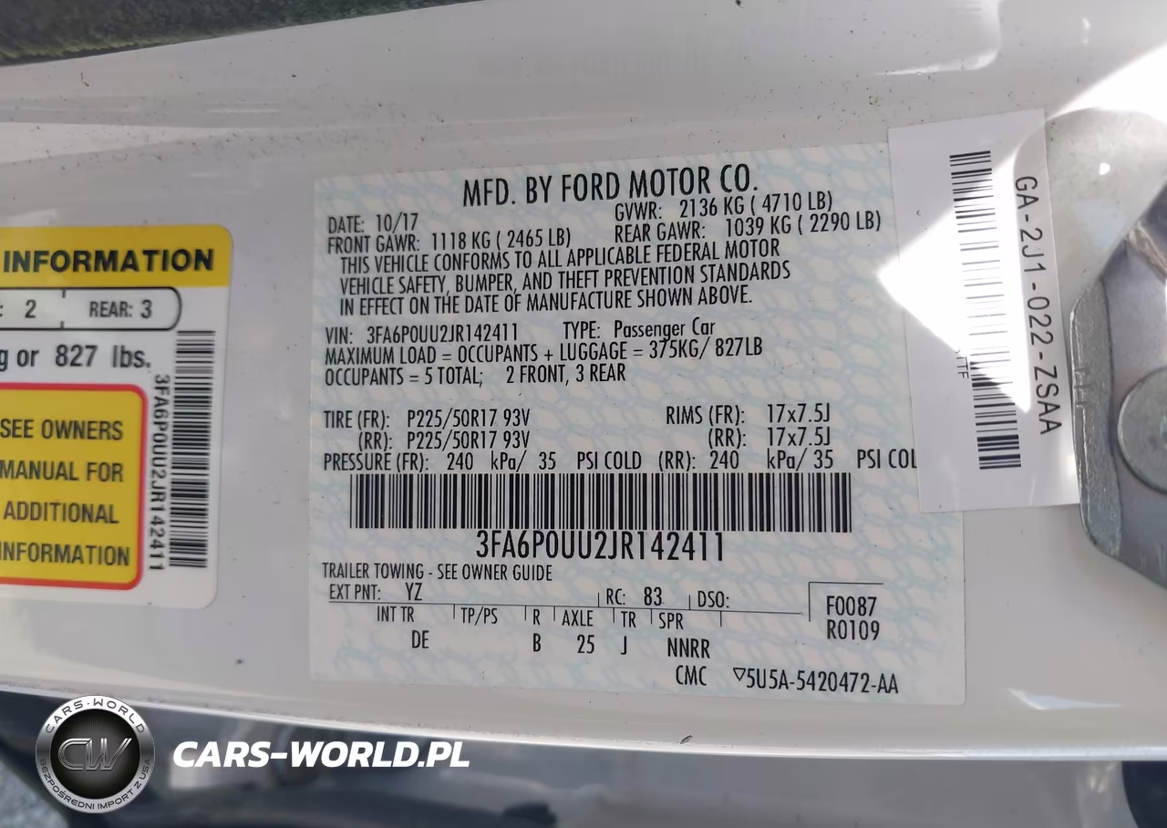 2018 Ford Fusion Hybrid S VIN:3FA6P0UU2JR142411 - 9