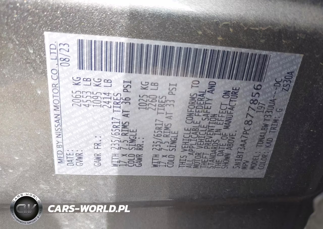 2023 Nissan Rogue S Fwd VIN:5N1BT3AA7PC877856 - 9