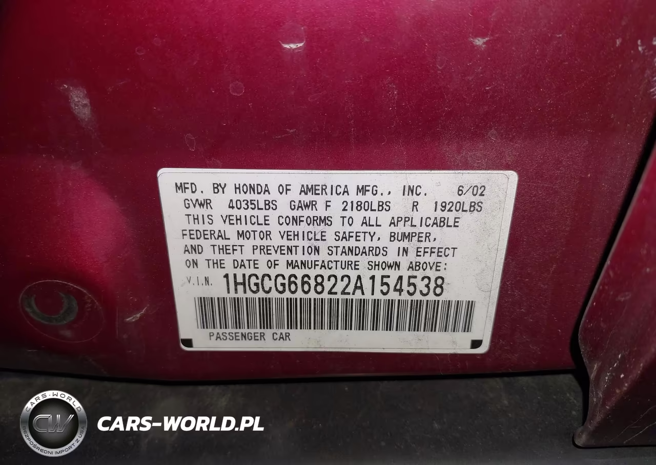 2002 Honda Accord 2.3 Ex-2.3 Se VIN:1HGCG66822A154538 - 9