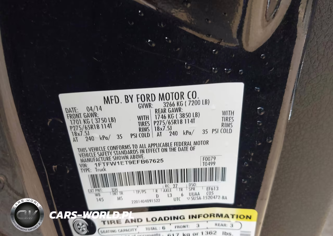 2014 Ford F-150 Xlt VIN:1FTFW1ET9EFB67625 - 9