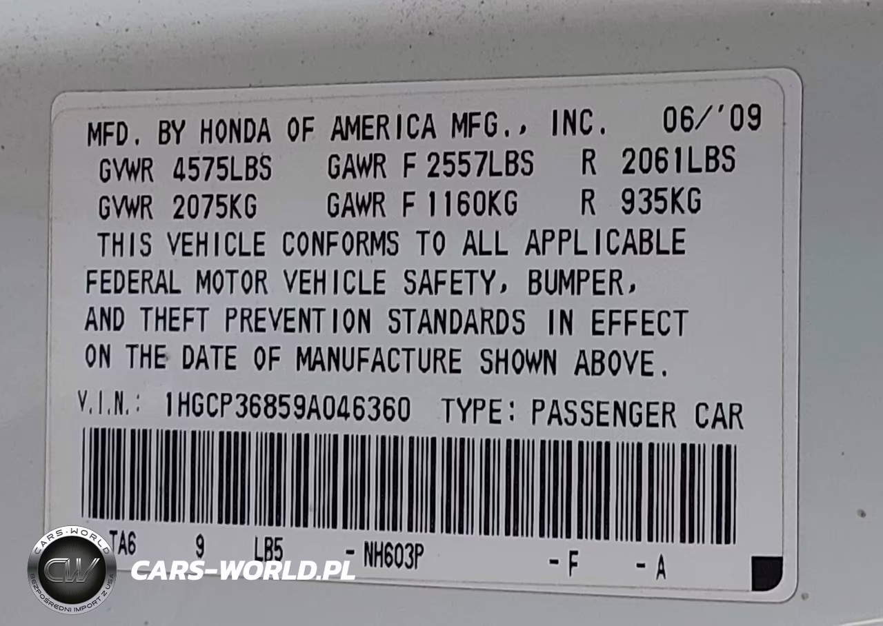 2009 Honda Accord 3.5 Ex-L VIN:1HGCP36859A046360 - 9