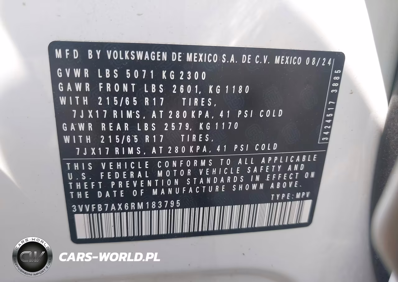 2024 Volkswagen Tiguan 2.0T S VIN:3VVFB7AX6RM183795 - 9