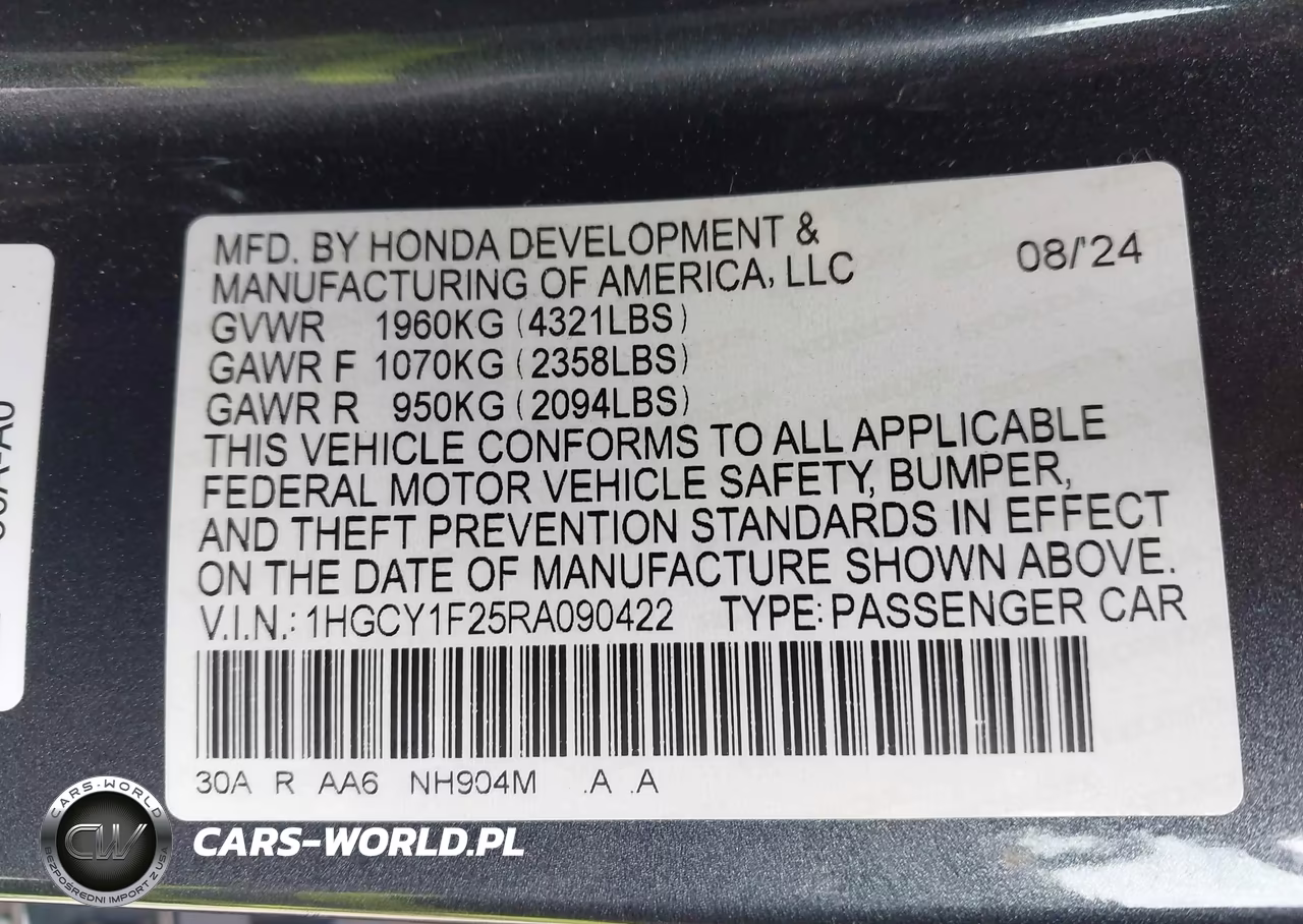 2024 Honda Accord Lx VIN:1HGCY1F25RA090422 - 9