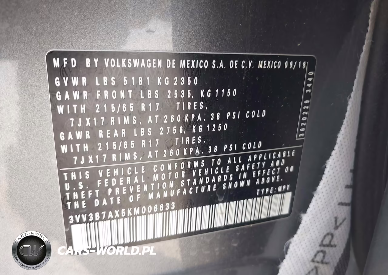 2019 Volkswagen Tiguan 2.0T Se-2.0T Sel-2.0T Sel R-Line-2.0T Sel R-Line Black VIN:3VV3B7AX5KM006633 - 9