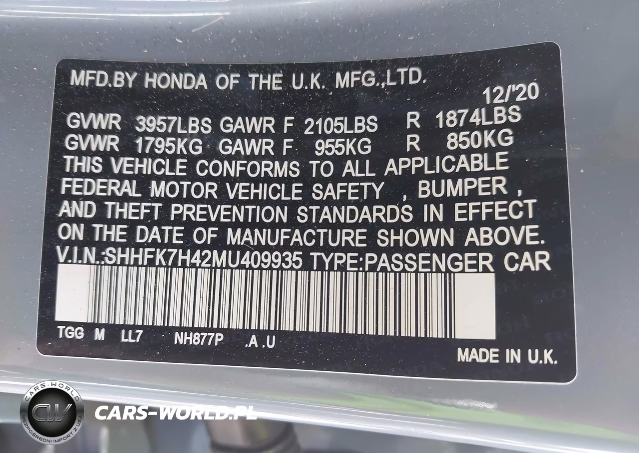 2021 Honda Civic Sport VIN:SHHFK7H42MU409935 - 9