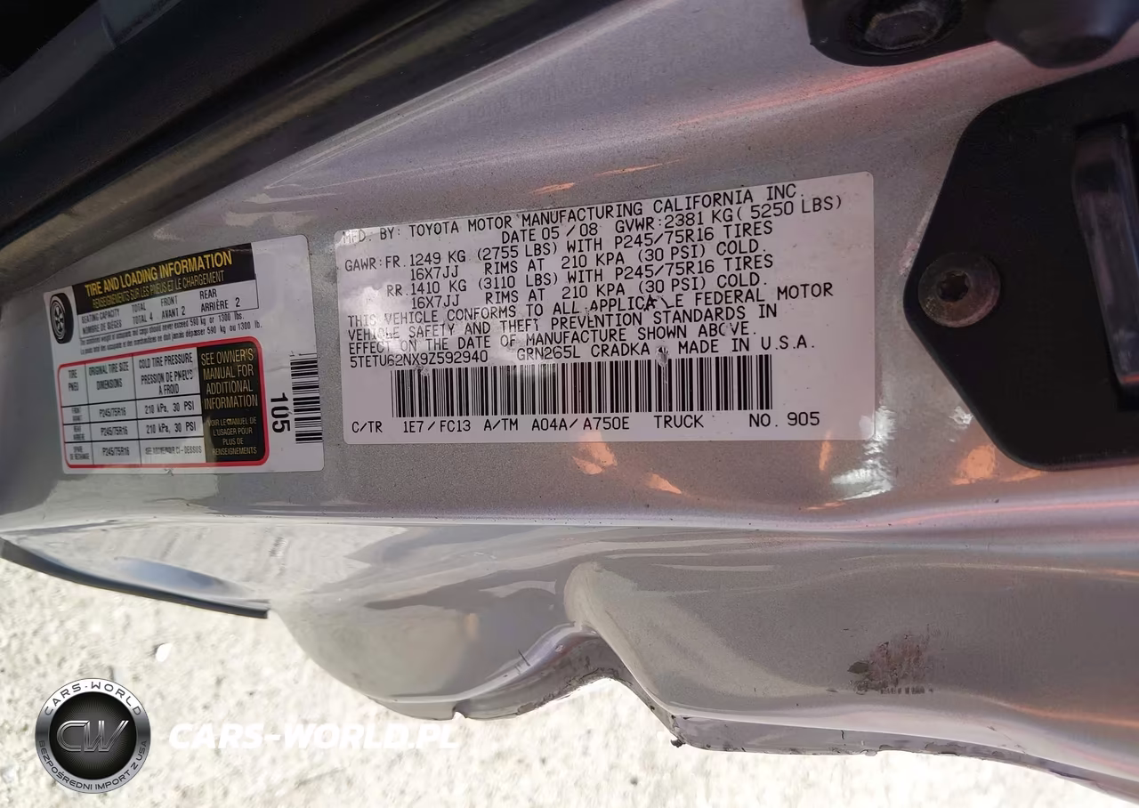 2009 Toyota Tacoma Prerunner V6 VIN:5TETU62NX9Z592940 - 9
