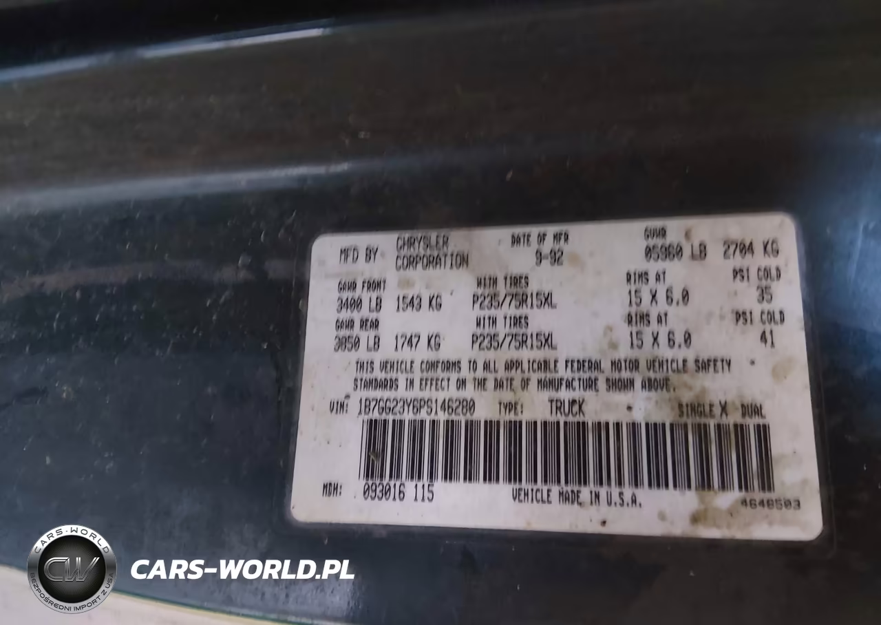 1993 Dodge Dakota VIN:1B7GG23Y6PS146280 - 9