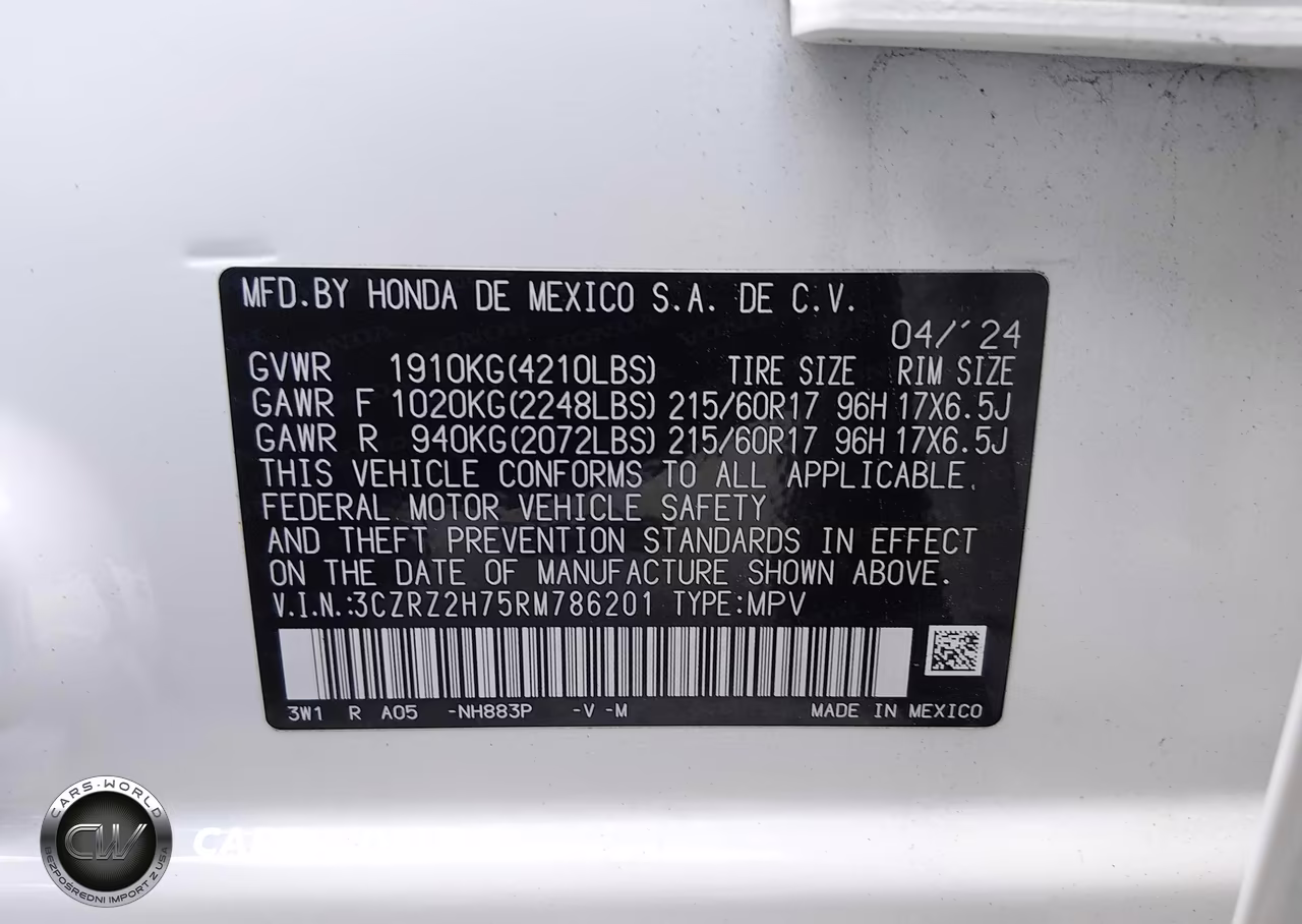 2024 Honda Hr-V VIN:3CZRZ2H75RM786201 - 9