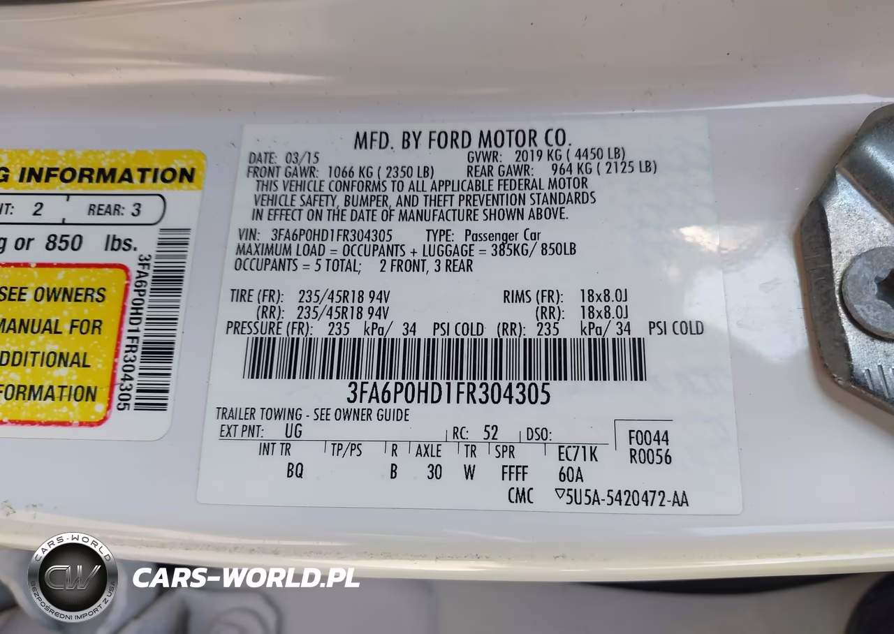 2015 Ford Fusion Se VIN:3FA6P0HD1FR304305 - 9