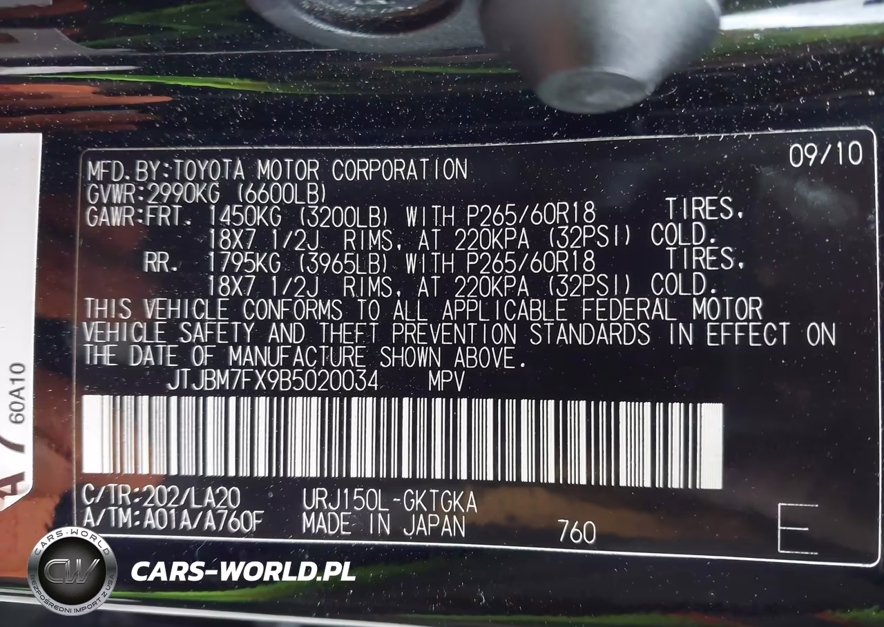 2011 Lexus Gx 460 VIN:JTJBM7FX9B5020034 - 9