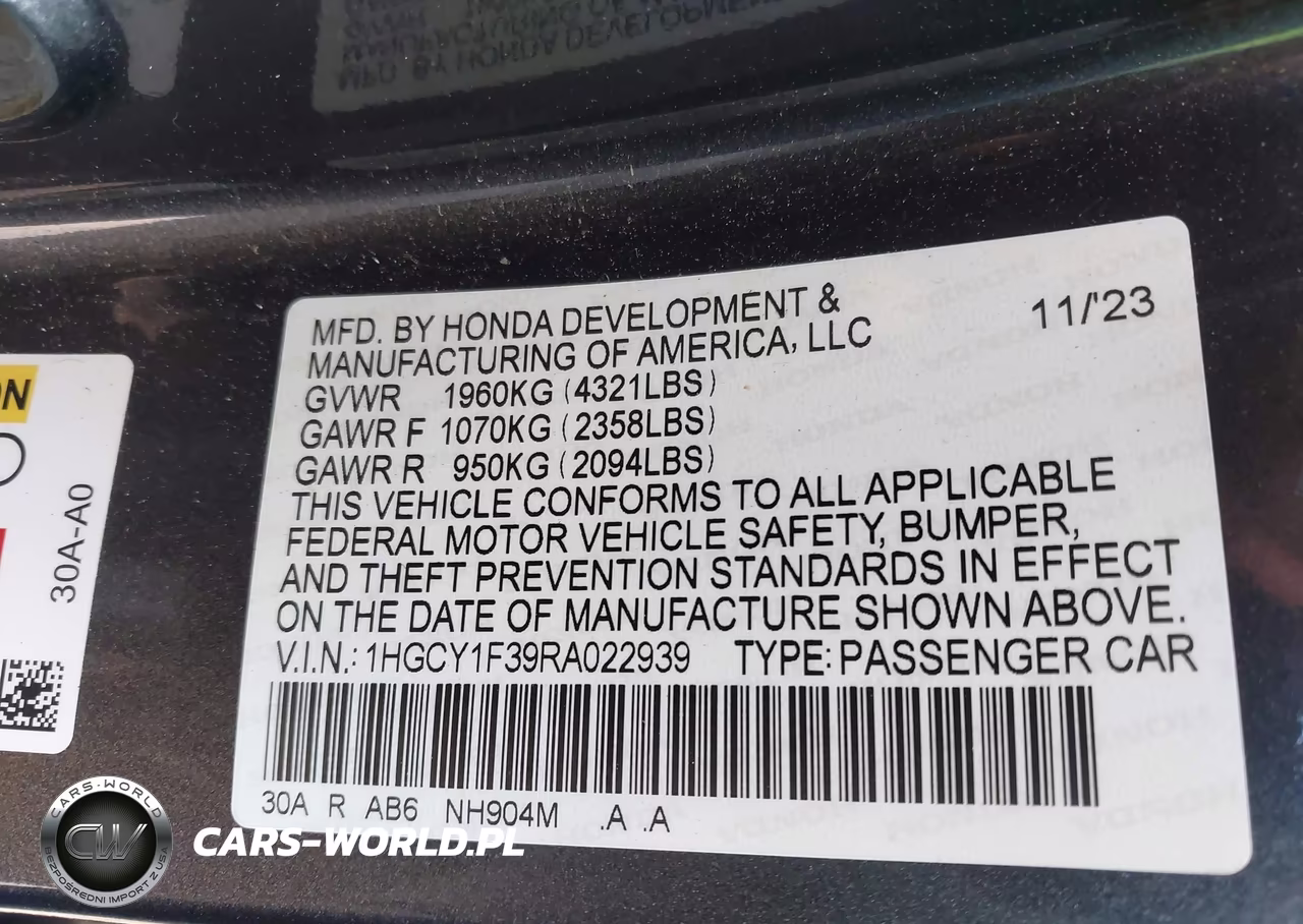 2024 Honda Accord Ex VIN:1HGCY1F39RA022939 - 9