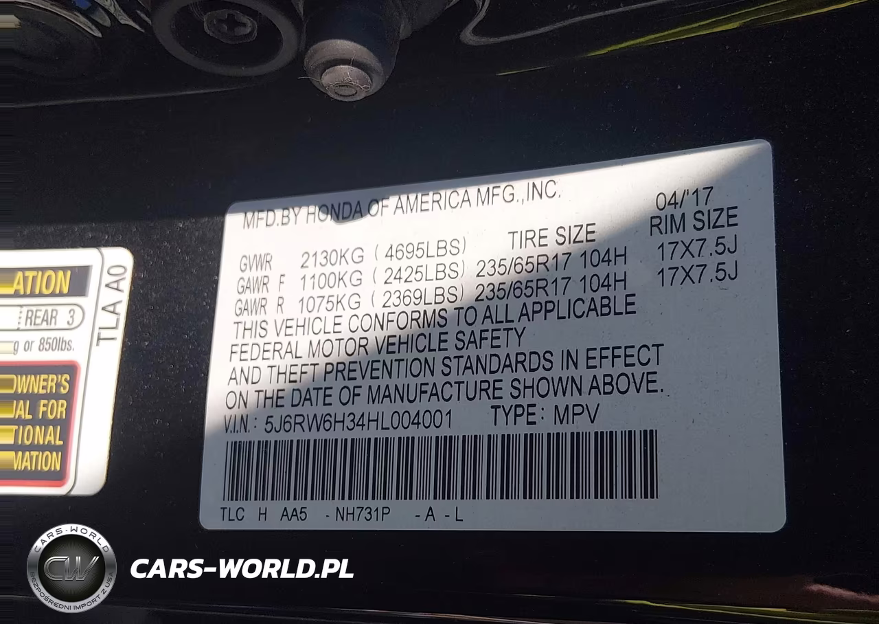 2017 Honda Cr-V Lx VIN:5J6RW6H34HL004001 - 9