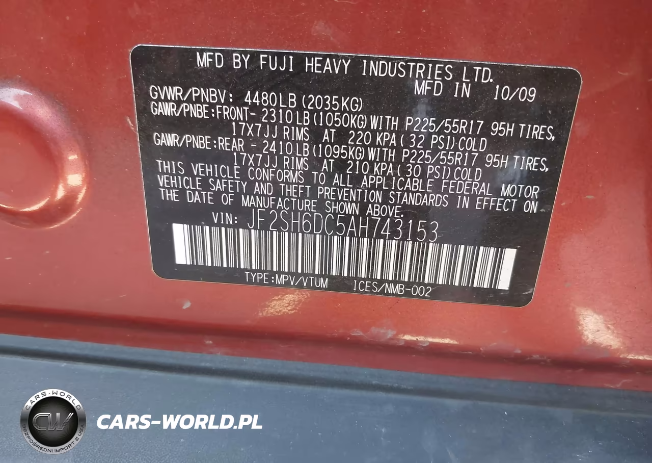 2010 Subaru Forester 2.5X Limited VIN:JF2SH6DC5AH743153 - 9