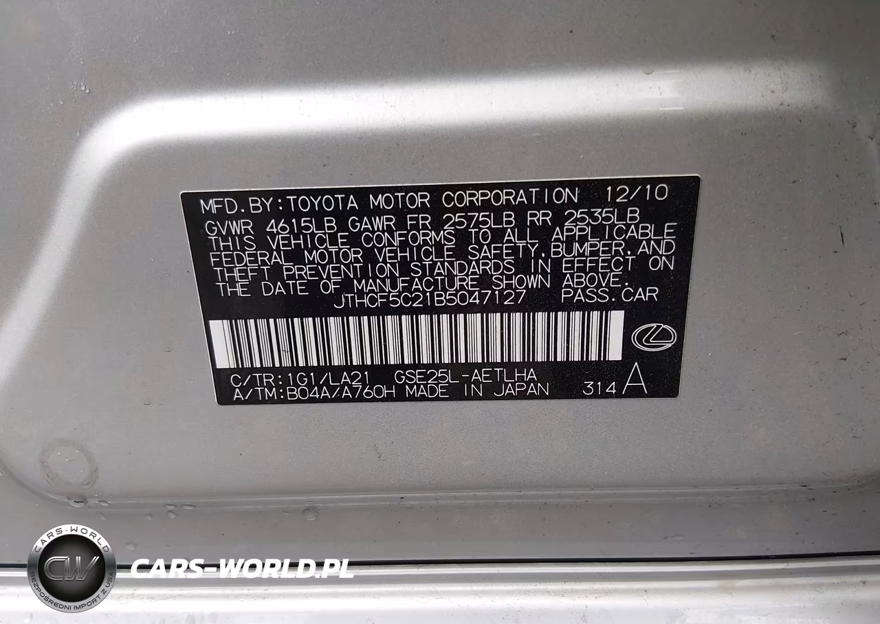 2011 Lexus Is 250 VIN:JTHCF5C21B5047127 - 9