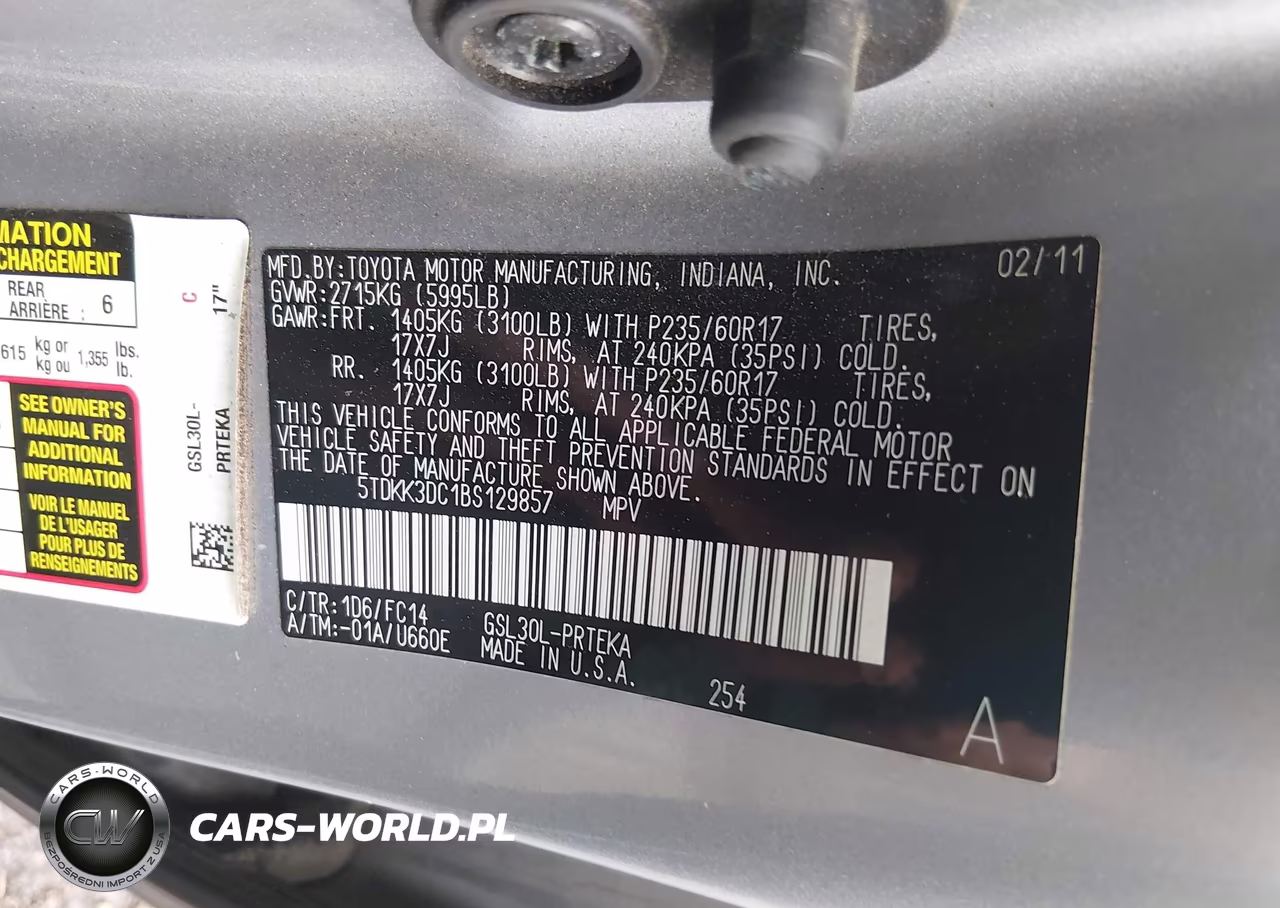 2011 Toyota Sienna Le V6 VIN:5TDKK3DC1BS129857 - 9