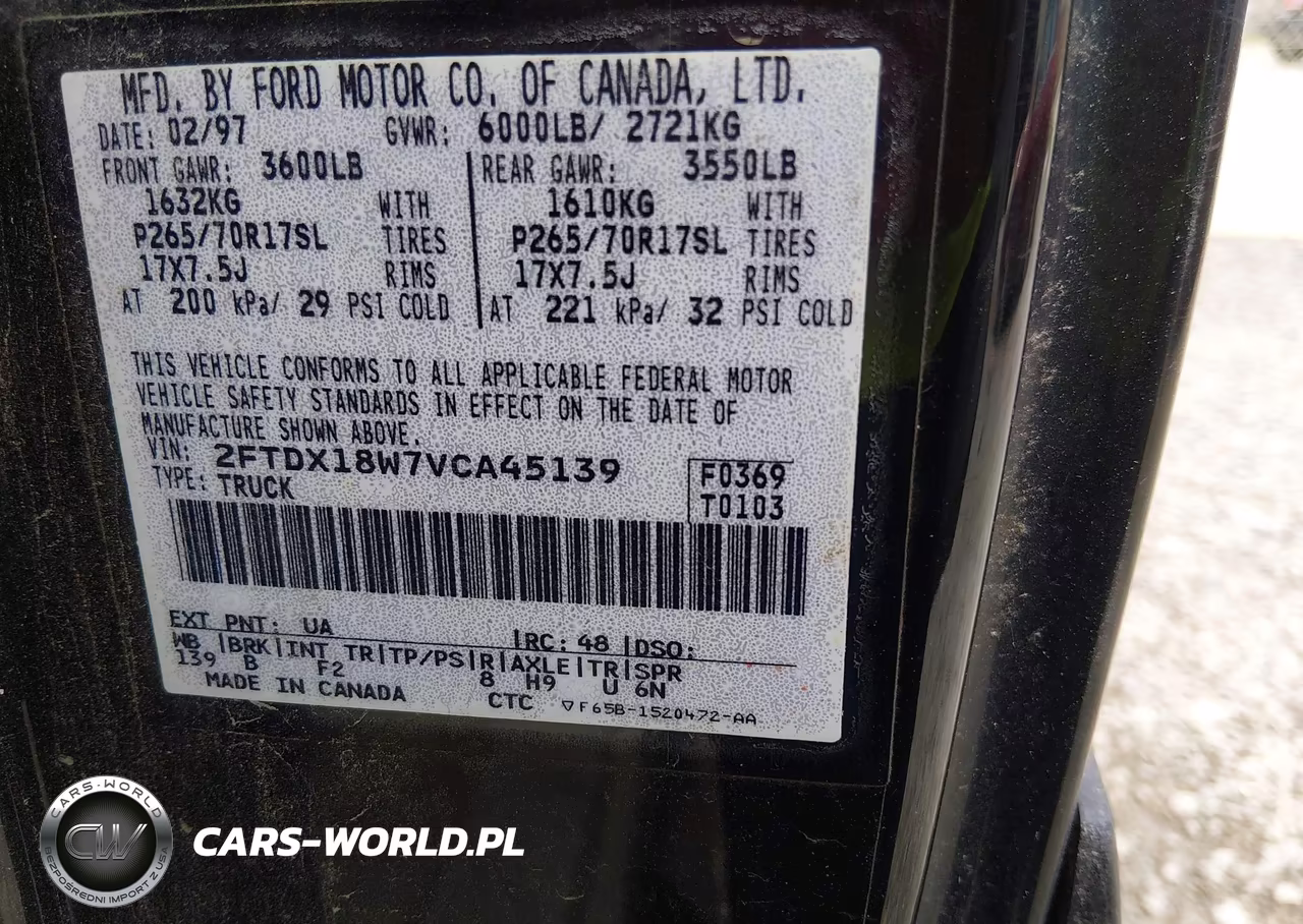 1997 Ford F-150 Lariat-Xl-Xlt VIN:2FTDX18W7VCA45139 - 9