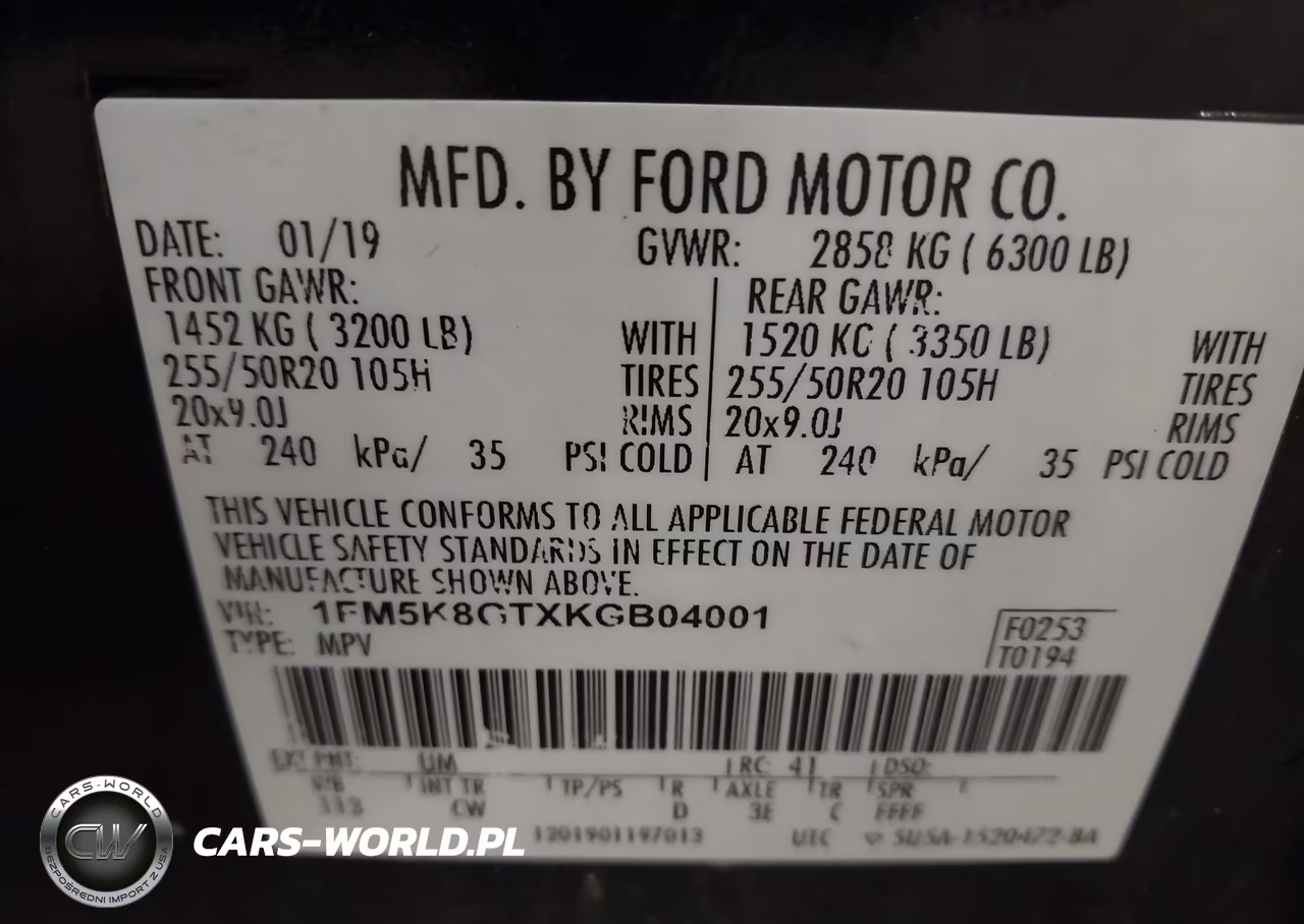 2019 Ford Explorer Sport VIN:1FM5K8GTXKGB04001 - 9