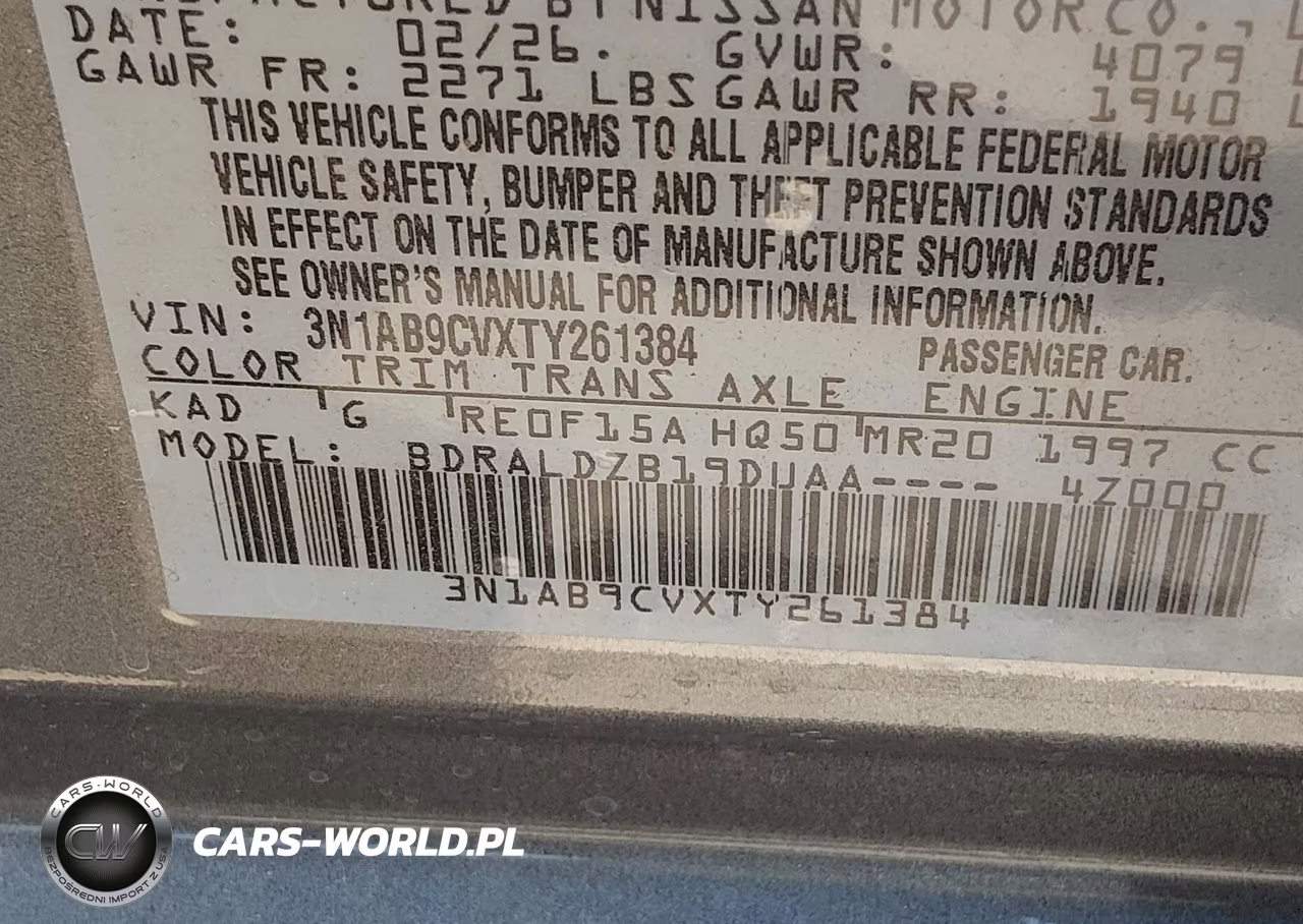 2026 Nissan Sentra Sv VIN:3N1AB9CVXTY261384 - 9