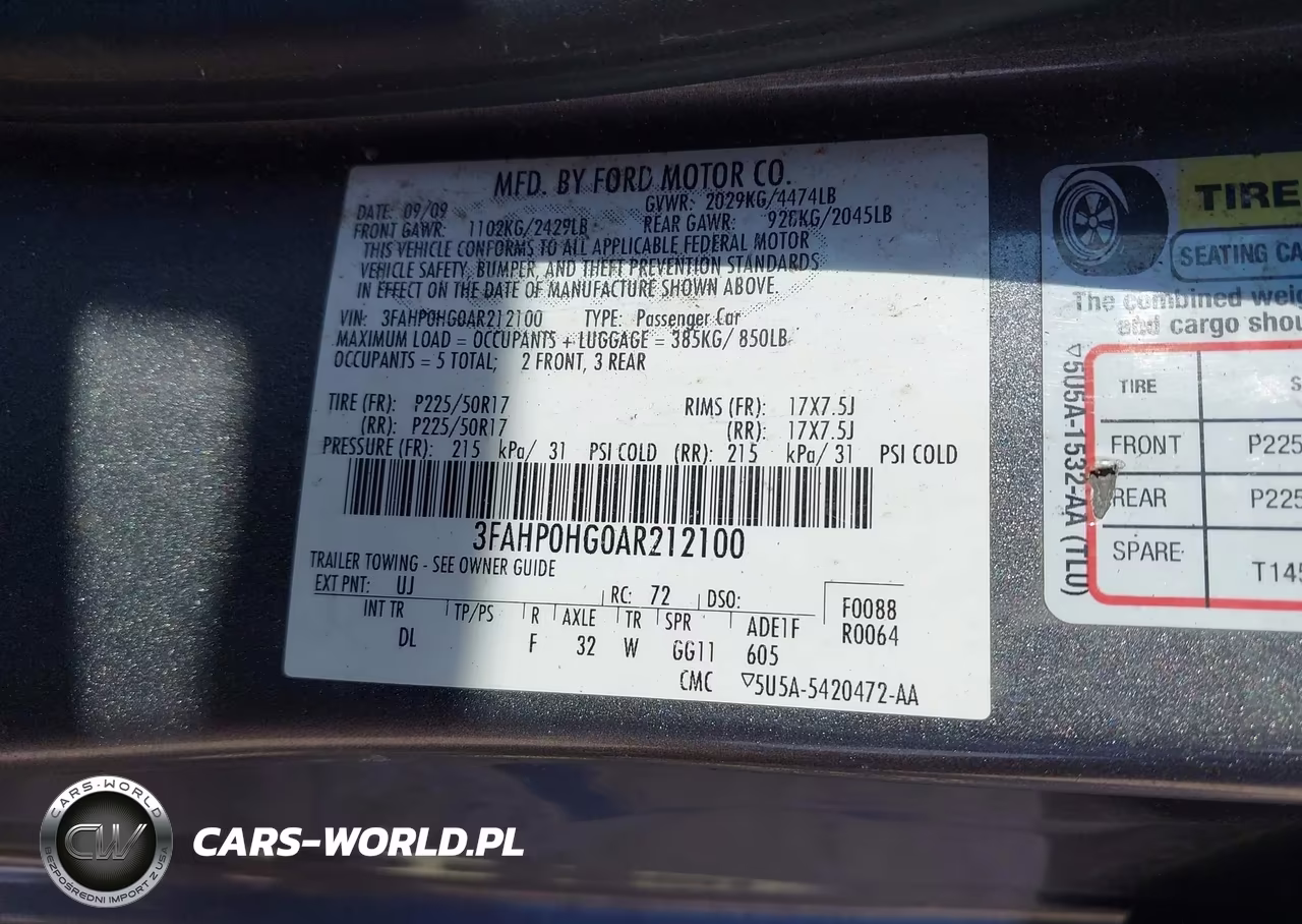 2010 Ford Fusion Se VIN:3FAHP0HG0AR212100 - 9