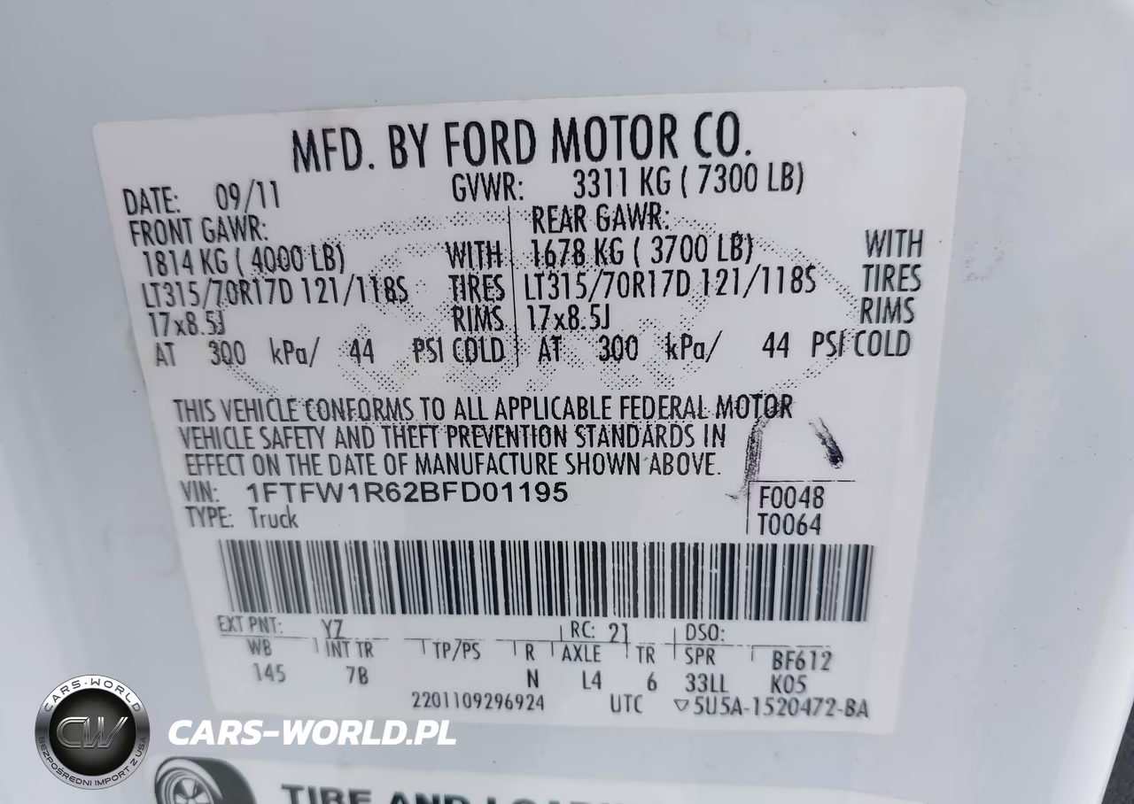 2011 Ford F-150 Svt Raptor VIN:1FTFW1R62BFD01195 - 9