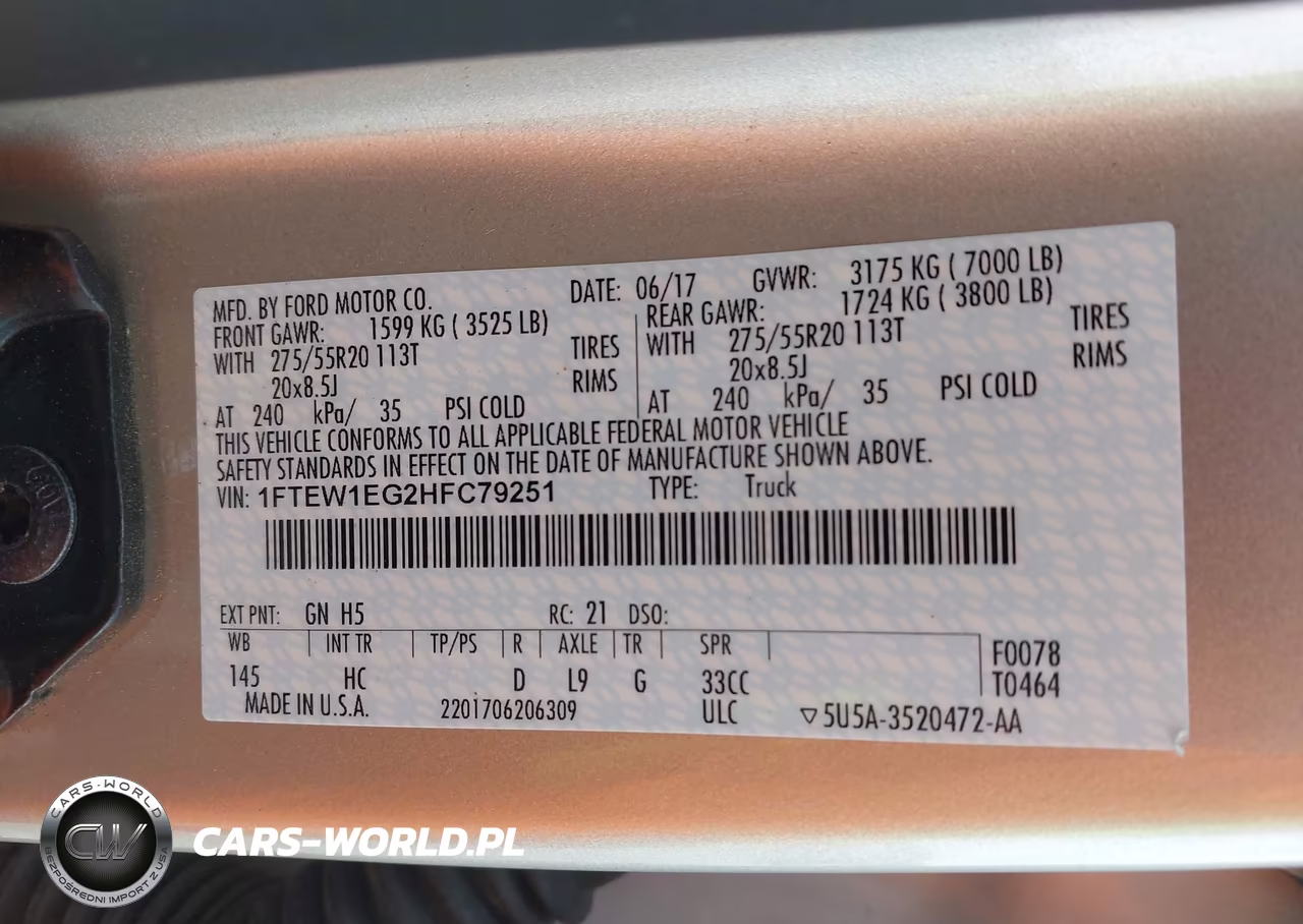 2017 Ford F-150 Lariat VIN:1FTEW1EG2HFC79251 - 9