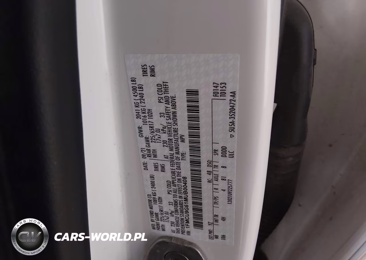 2021 Ford Escape Se VIN:1FMCU9G61MUB00408 - 9