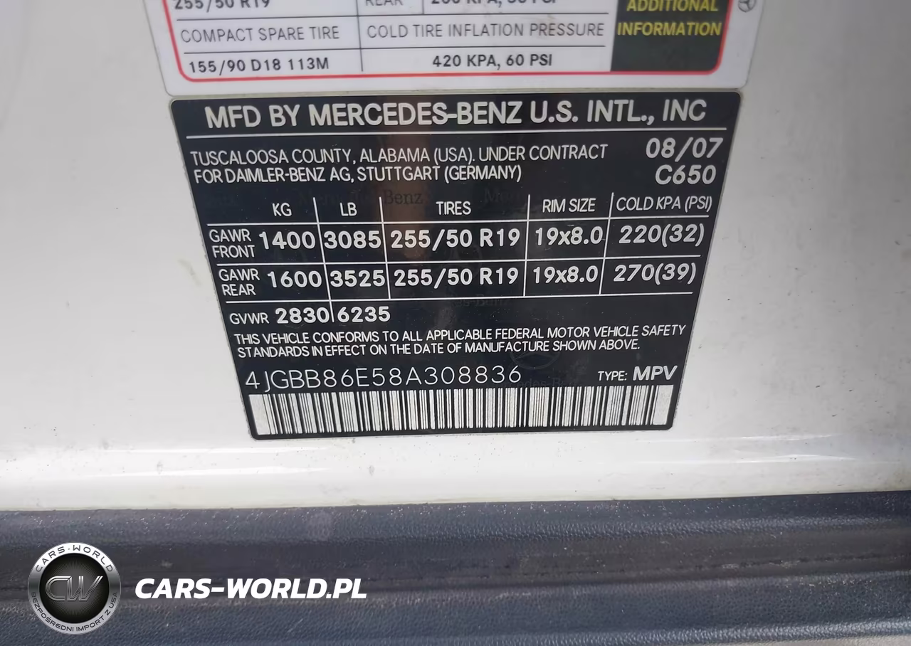 2008 Mercedes-Benz Ml 350 4Matic VIN:4JGBB86E58A308836 - 9