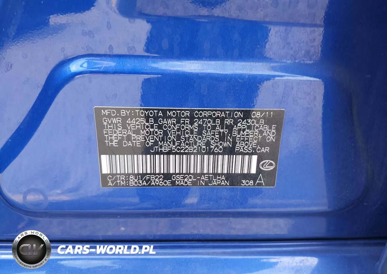 2011 Lexus Is 250 VIN:JTHBF5C22B2101760 - 9