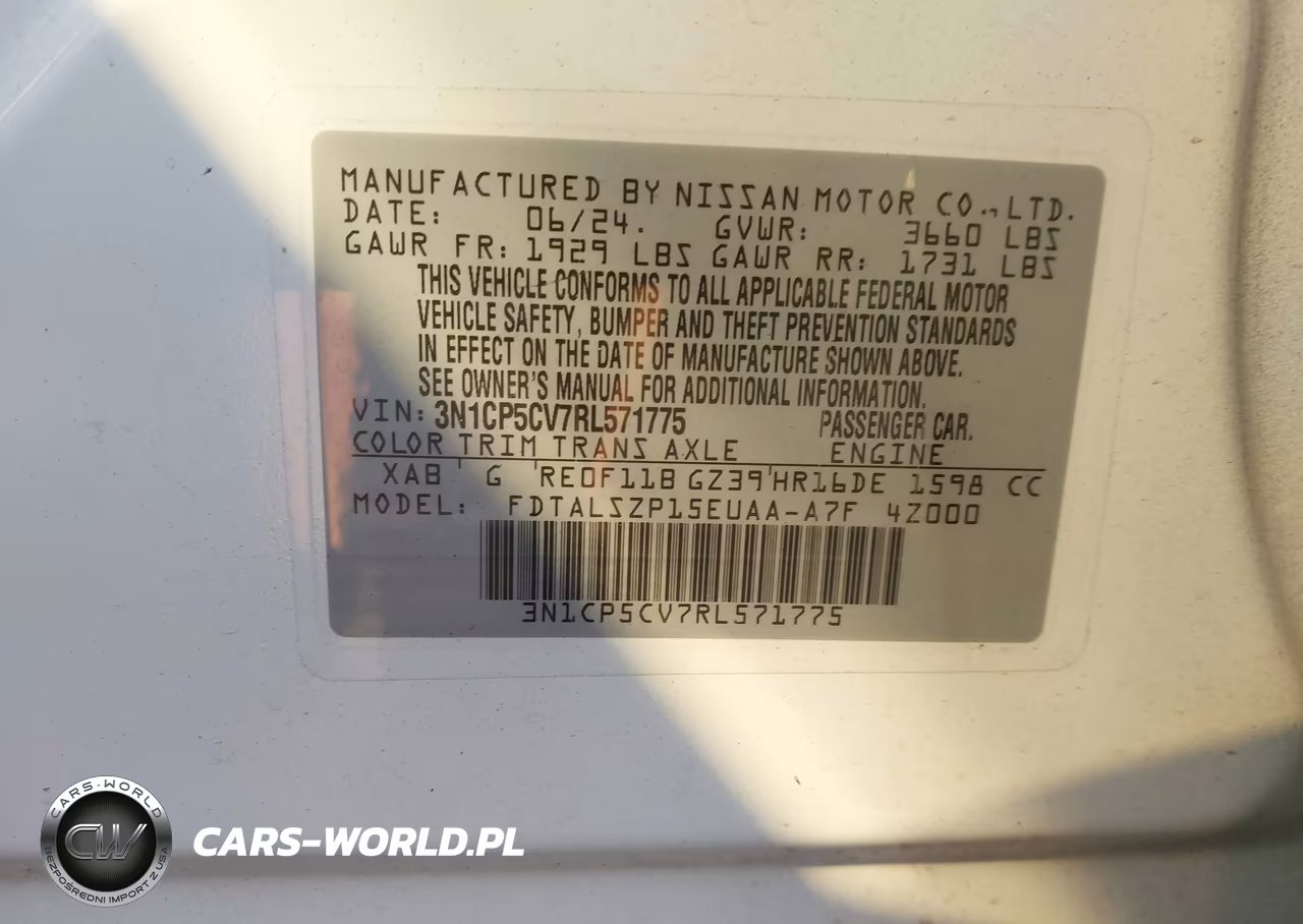 2024 Nissan Kicks Sv Xtronic Cvt VIN:3N1CP5CV7RL571775 - 9