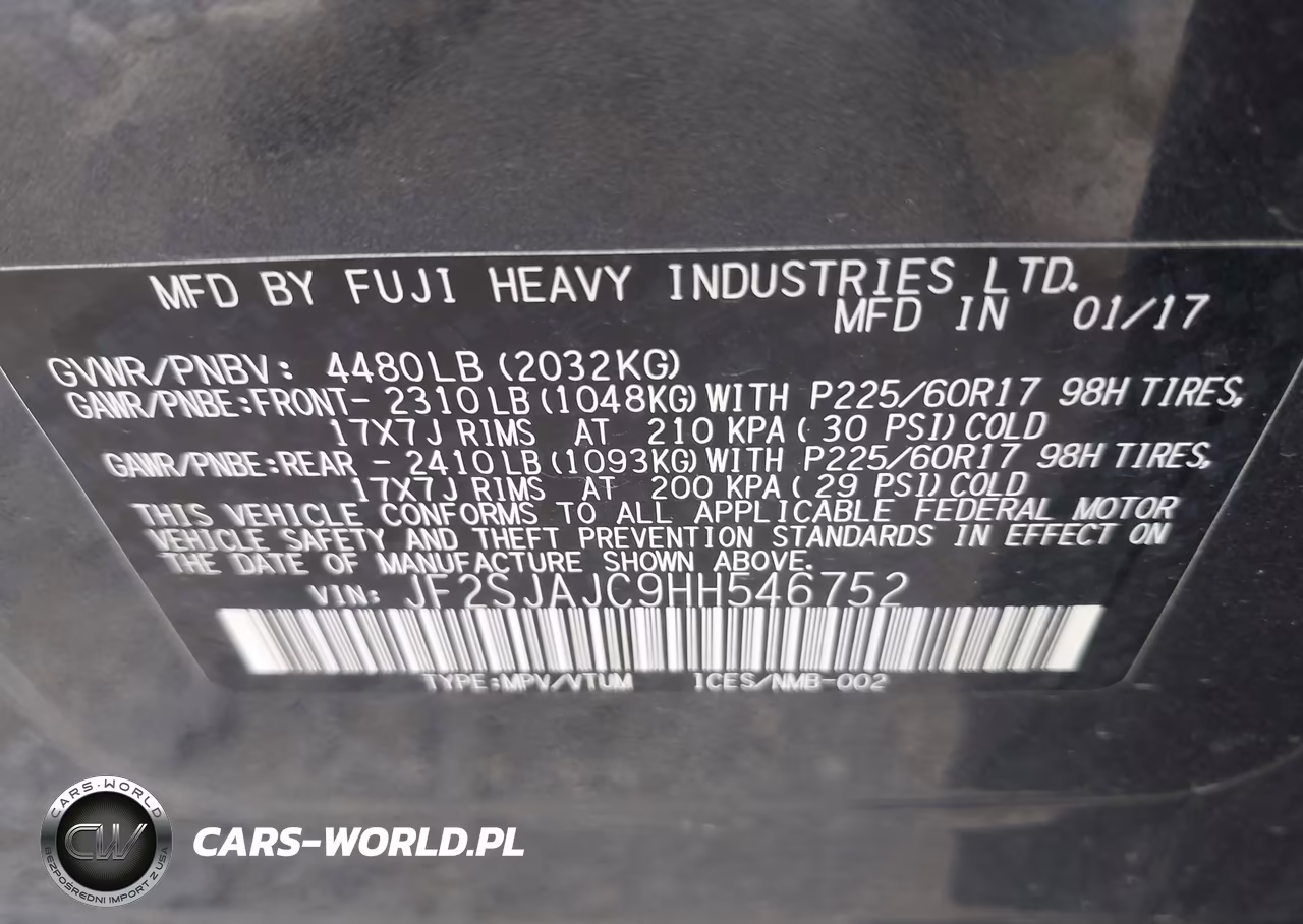 2017 Subaru Forester 2.5I Limited VIN:JF2SJAJC9HH546752 - 9
