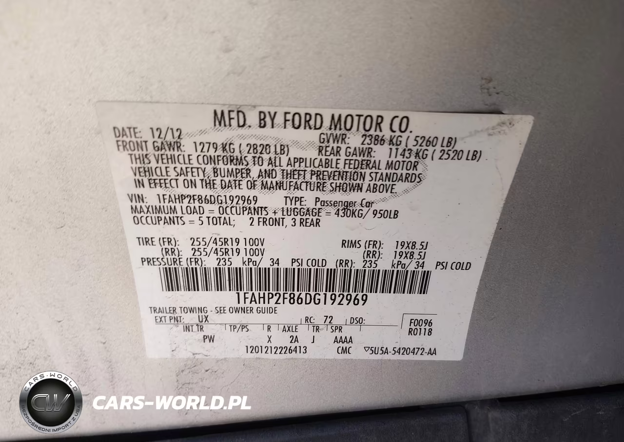2013 Ford Taurus Limited VIN:1FAHP2F86DG192969 - 9