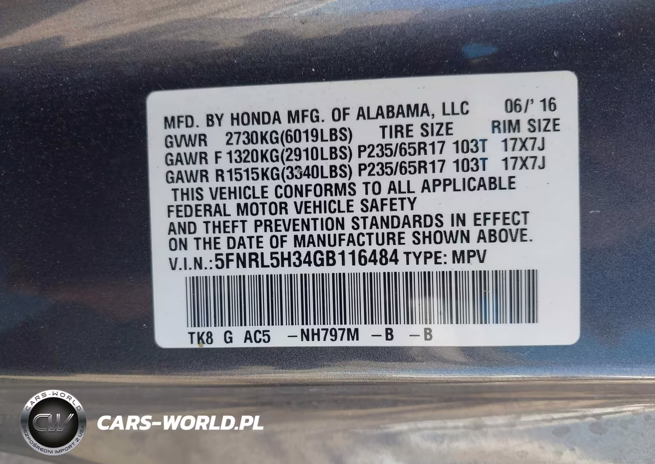 2016 Honda Odyssey Se VIN:5FNRL5H34GB116484 - 9
