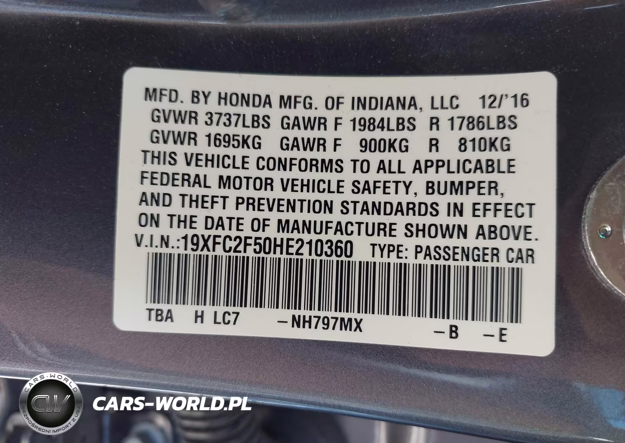 2017 Honda Civic Lx VIN:19XFC2F50HE210360 - 9